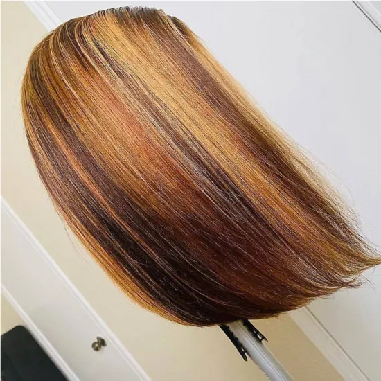 Hot Wigs Vendor Liqueen 180%Density 12inch Water Wave Blonde Short Curly Lace Frontal Brazilian Human Virgin Hair Ombre Wig