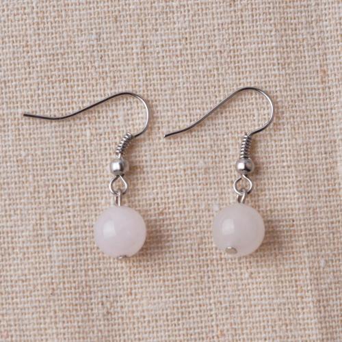 Silver Rose Quartz Gemstone Earrings Wedding Jewellery