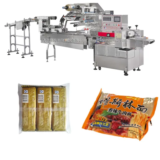 Automatic Horizontal Packing Line for Cupcakes, Toasts, Buns, Bread, and Croissants with Feeding Conveyor