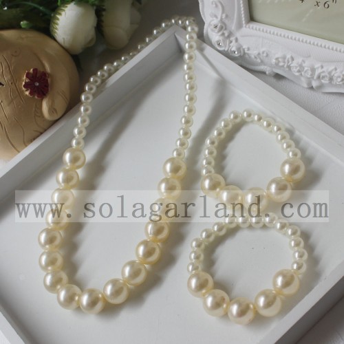 Baby Girl Toddler Imitation Pearl Round Chunky Bead Necklace