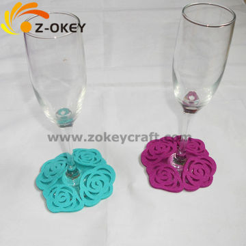 environmental handmade wool laser cut felt wine glass coaster in bulk for sale made in China