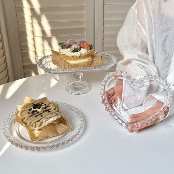 Luxury Hotel Glass Dinnerware - Heart Edge Dessert Plate