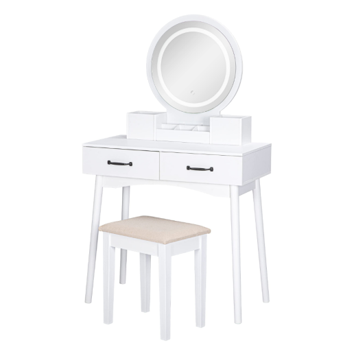 LED Lights Makeup Dressing Table with 2 Drawers