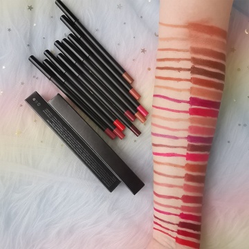 Vegan 24 Color Lip Makeup Lip Liner Pencil: Long-Lasting, Creamy Formula in Black Shade