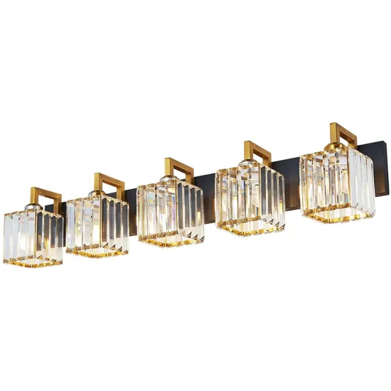 Modern Brass Crystal Bathroom Wall Lamp with Clear Crystal Shade