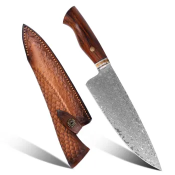 Wholesale Professional Chef Knife Set: Damascus Steel Wood Handle with Gift Box