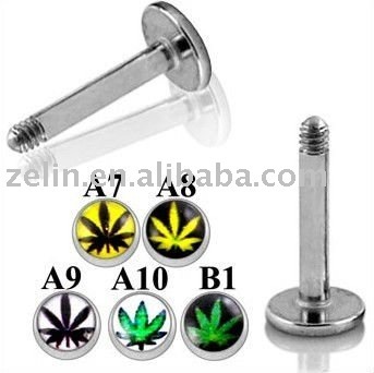 SS lip ring with 4mm Logo Ball body labret piercing lip jewelry