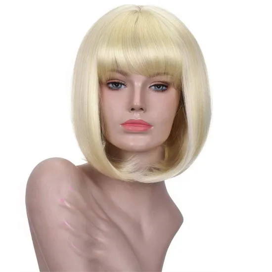 Top quality 613 color short curly for black women hair straight with bangs synthetic highlighted wig's colored wig bob wigs