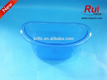 Blue clear plastic mini bathtub container,PS transparent bathtub shape washroom container