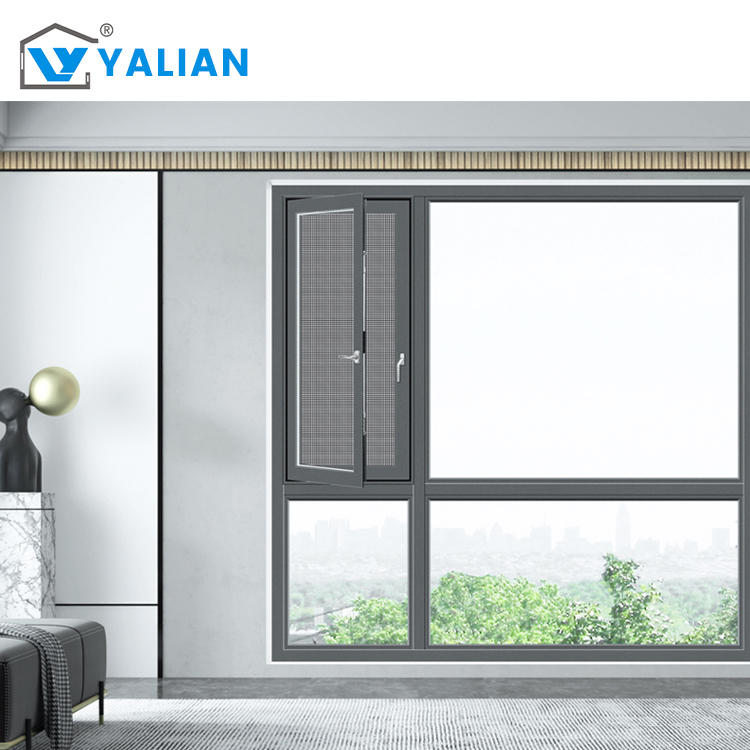 Aluminum Alloy Casement Window With Mosquito Net Aluminium