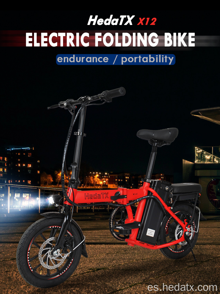 Bicicleta plegable eléctrica portátil