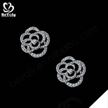 Fashion silver cz hollow flower ear ring models