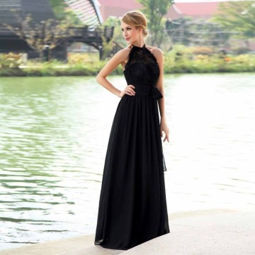 Elegante backless Halter Chiffon A-Line Prom e abiti da sposa