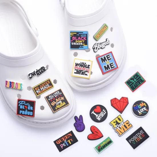 1 pcs Croc Shoe JIBZ Soft PVC Charms Black Girl Magic Designer Accessories Clog Button Decorations Croc JIBE Charm for Girl Gift