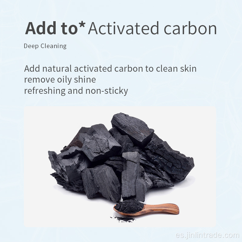 Limpiador de cara de carbono activado orgánico natural de desintoxicación personalizada