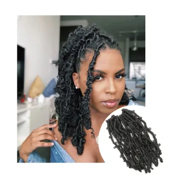 Butterfly Locs Crochet Hair 12 inch Distressed Faux Locs Pre looped Messy Butterfly Bob Locs Crochet Synthetic braiding hair