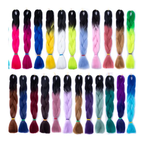 Wholesale 24inch 100G Ombre Yaki Soft Synthetic Braiding Hair Crochet Braid Synthetic Hair Extensions