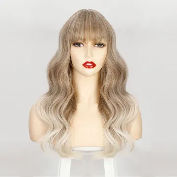 Vigorous wholesale synthetic wig vendor highlight long and ombre blonde curly wave hair wigs for white women cosplay party wigs