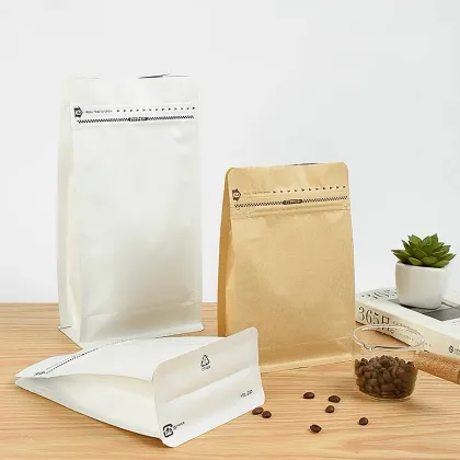 Kraft Coarse Grains Paper Bags with Window and Zipper for Various Food Storage