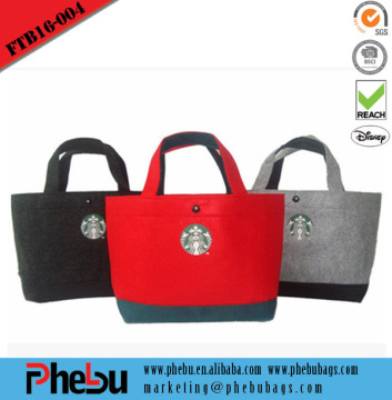 Factory heavy duty promotional custom cheap felt picnic bag(FTB16-004)