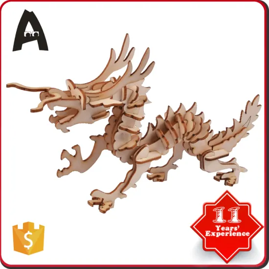 The best choice wooden brain teaser block 3d wood puzzle dragon