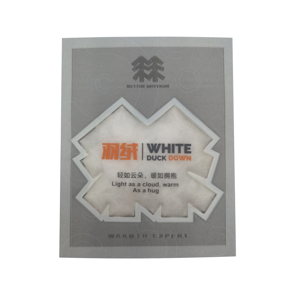 High frequency down feather label