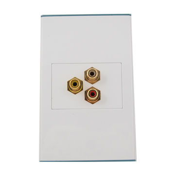 2013 Hot-selling Intelligent Decoration 3RCA Plug Gold Plated Wall Plate, Suitable for Decoration