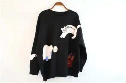 Black Fun Knitted Sweater