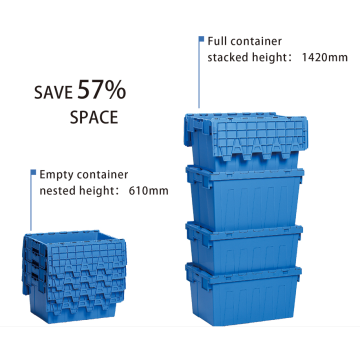 Attached Lid Nest and Stack Container Totes