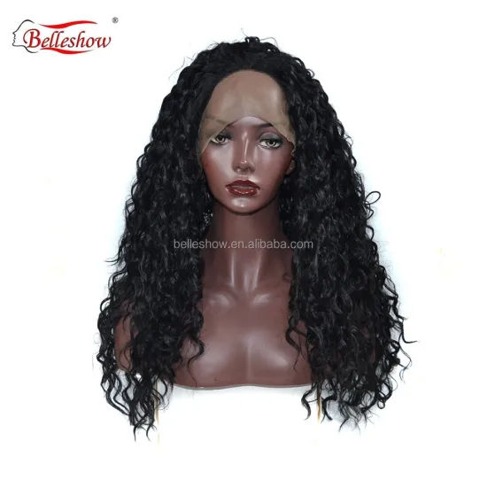 Hot sell wholesale black small curly long curly hair lady wig  cheap lace front wig black long curly hair wigs