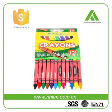12 COLOR WAX CRAYON SIZED 8X90MM PACKED IN PET CYLINDER