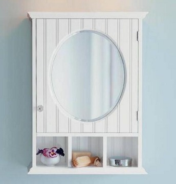 Pinstripe Bathroom Round Mirror Medicine Cabinet
