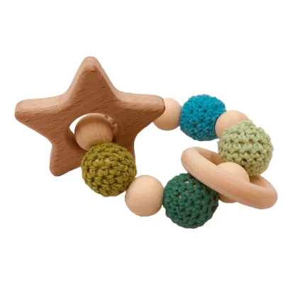 Baby molars beech wood bracelet toy wood natural non-toxic beads crochet cotton beads bracelet