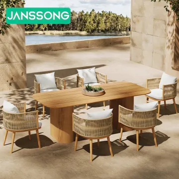 Hotel Garden Luxury Teak Outdoor Dining Chair Set with Table