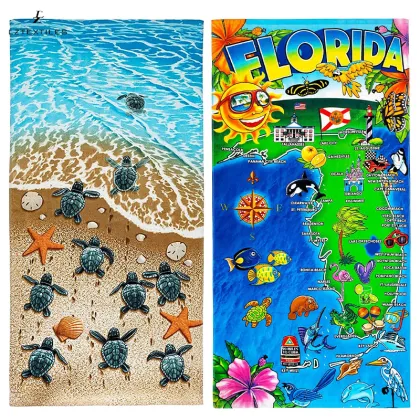Custom Microfiber Beach Towels with Logo: Longzhou OEM Polyester Sublimation Sand-Free Towels