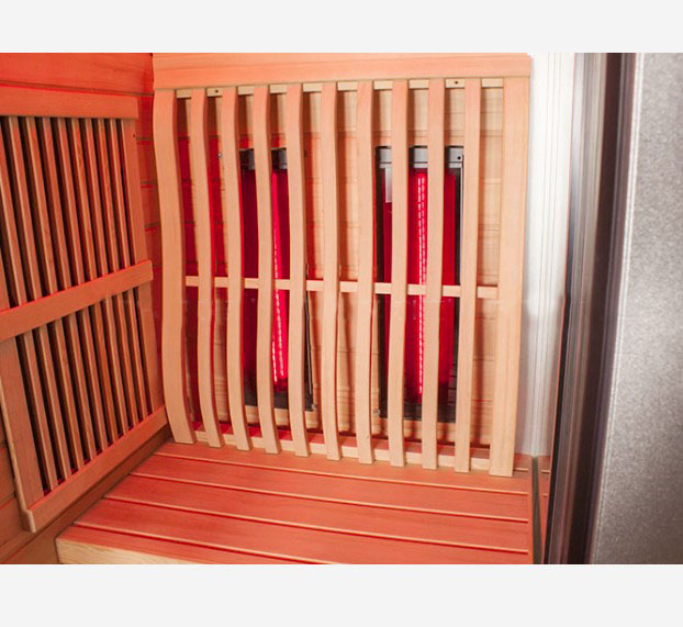 red wooden sauna room