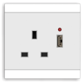 13A square socket with one gang USB