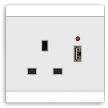 13A ซ็อกเก็ตสี่เหลี่ยมกับหนึ่งแก๊ง usb