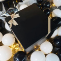 Caixa de presente grande de Natal preto personalizado com fita
