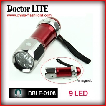 Gezinme! Renkli Promosyon 9 LED El Feneri, Süper Parlak Alüminyum 9 LED El Feneri