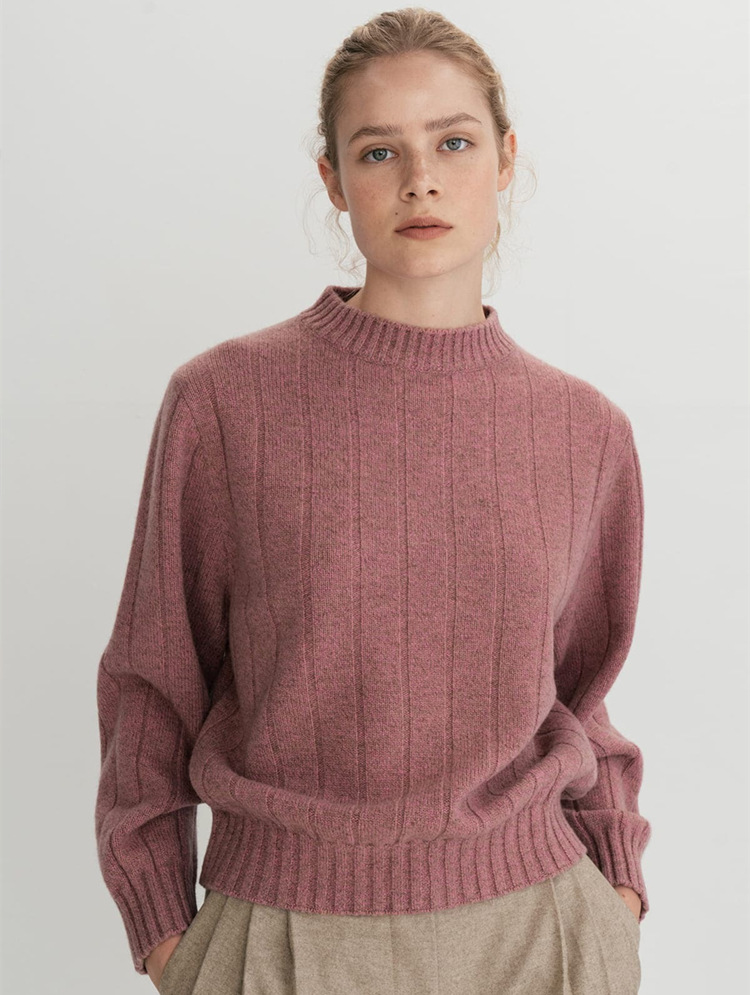 Damen Langarmpullover gerippt gestrickt