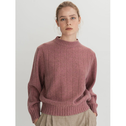 Damen Langarmpullover gerippt gestrickt