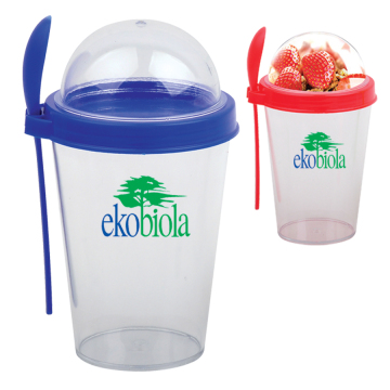 Custom Logo Smoothie Cups with Lids - Double Layer Yoghurt Cups for Desserts