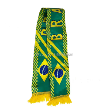 Custom Football Cheering Flag Scarf - Wholesale Brazil National Flag Shawl with Tassels