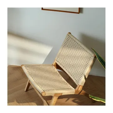 Wholesale High-Class Rattan and Wood Dining Chairs with Braided Rope - Perfect for Modern Restaurants