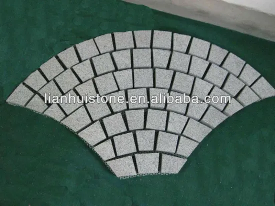 flamed Mesh backed fanshaped granite cube stone