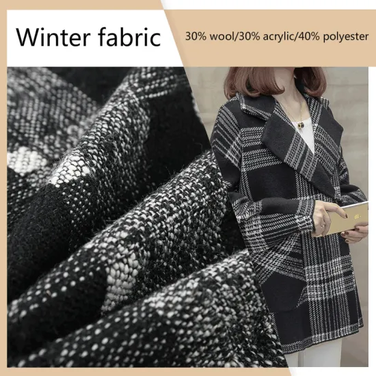 Wool Acrylic Polyester Plaid Woolen Autumn Winter Fashion Clothing Fabric Wholesale Cloth Factory Wholesale Fabrics Per Meter