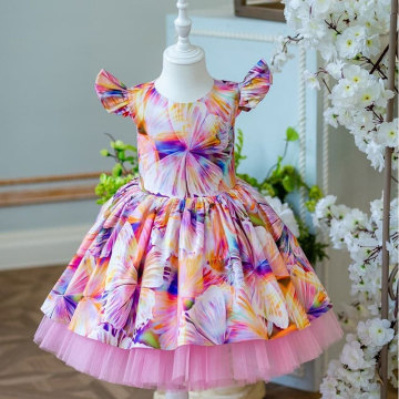 Vestido de garotas de verão infantil 100% algodão