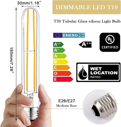 7.3 Inch LED Lightbulb Dimmable 6W T10 Tubular Soft White