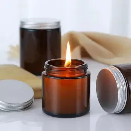 Round Screw Glass Candle Jar with Aluminum Cap